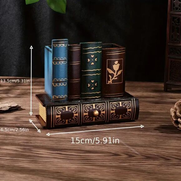 Antique Book Style Wood Desk Organizer for Home & Office - Picture 3 of 3